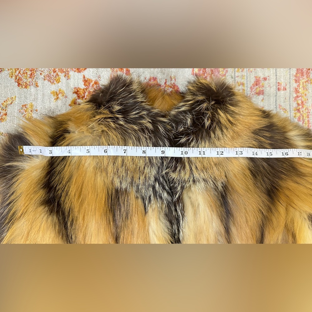 Long Golden Brown Fox Fur Trench Coat - Picture 12 of 14